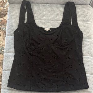 Free People Black Eyelet Blouse